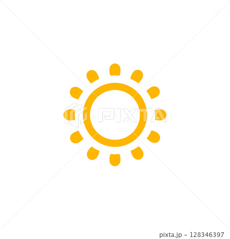 Minimal Sun Symbol With Ring Center. Great For Morning UI, Solstice Themes, Weather Apps, And Heat-Related Digital Signs. Bright Clean Look. Vector Illustration. 128346397