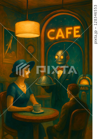 young woman in a cafe 128346553