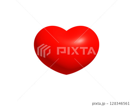 Romantic 3D Red Heart Symbol for Valentines Day, greeting card, love message, romantic chat, digital sticker, wedding decoration, anniversary gift design, and emotional icon. Vector Illustration. 128346561