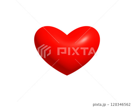 Romantic 3D Red Heart Symbol for Valentines Day, greeting card, love message, romantic chat, digital sticker, wedding decoration, anniversary gift design, and emotional icon. Vector Illustration. 128346562