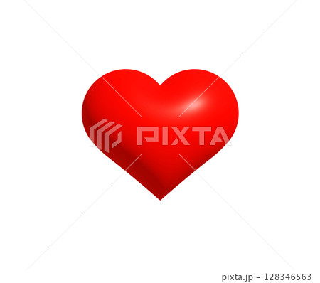 Romantic 3D Red Heart Symbol for Valentines Day, greeting card, love message, romantic chat, digital sticker, wedding decoration, anniversary gift design, and emotional icon. Vector Illustration. 128346563