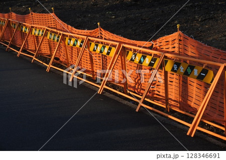 安全第一のバリケード看板 128346691