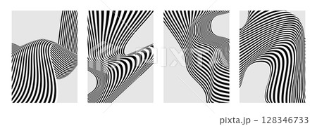 cover template with black and white line art dynamic patterns. Vector illustration cover template with black and white line art dynamic patterns. Vector illustration 128346733