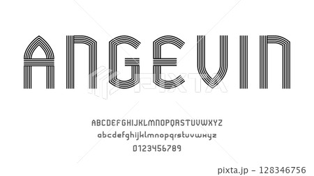 Set of alphabets font letters and numbers modern abstract design with lines vector illustration 128346756