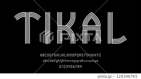 Set of alphabets font letters and numbers modern abstract design with lines vector illustration 128346765