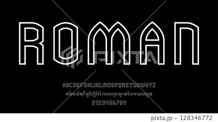 Set of alphabets font letters and numbers modern abstract outline design vector illustration Set of alphabets font letters and numbers modern abstract outline design vector illustration 128346772