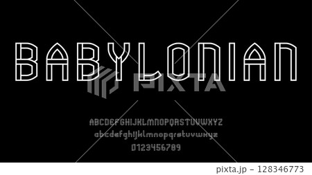 Set of alphabets font letters and numbers modern abstract outline design vector illustration 128346773