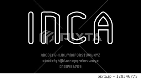 Set of alphabets font letters and numbers modern abstract outline design vector illustration 128346775