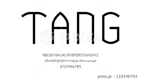 Set of alphabets font letters and numbers modern abstract narrow design vector illustration 128346793