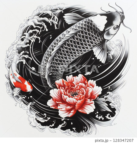 和風アート・美しい鯉|Elegant Japanese Koi Art 和風アート・美しい鯉|Elegant Japanese Koi Art 128347207