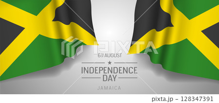 Jamaica happy independence day greeting card, banner with template text vector illustration 128347391
