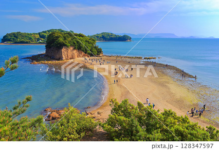 【香川県】晴天のエンジェルロード（小豆島） 128347597