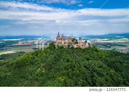 Hohenzollern Castle, Germany, it is located atop Mount Hohenzollern. 128347771