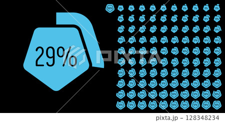 Set of pentagon percentage diagrams meters from 0 to 100 ready-to-use for web design, user interface UI or infographic - indicator with blue Set of pentagon percentage diagrams meters from 0 to 100 ready-to-use for web design, user interface UI or infographic - indicator with blue 128348234