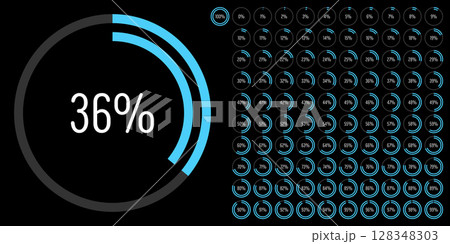 Set of circle percentage progress bar diagrams meters from 0 to 100 ready-to-use for web design, user interface UI or infographic - indicator with blue Set of circle percentage progress bar diagrams meters from 0 to 100 ready-to-use for web design, user interface UI or infographic - indicator with blue 128348303