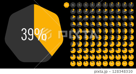 Set of heptagon percentage diagrams meters from 0 to 100 Set of heptagon percentage diagrams meters from 0 to 100 128348310