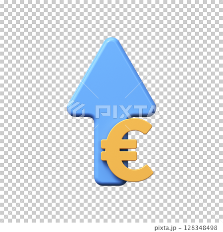 Symbol of money and profit. 3d arrow up with euro sign 128348498