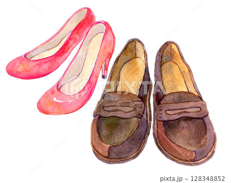 水彩イラスト　手描きイラスト　アナログ　男と女 128348852