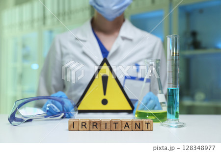 Lab Safety Protocol Important Warning on Handling Irritants in Chemicals Safely 128348977