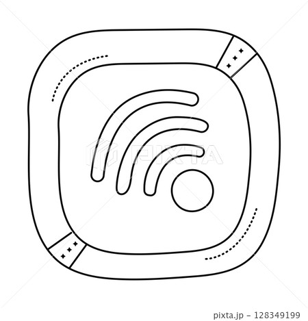 Wi-fi sign, black line icon of wireless fidelity, monochrome internet symbol Wi-fi sign, black line icon of wireless fidelity, monochrome internet symbol 128349199