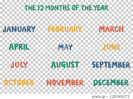 手寫英文月份名稱套裝（12個月）軟式｜復古色 128349271