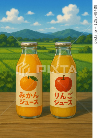 みかんジュースとリンゴジュース 128349489