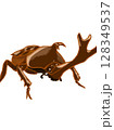 カブトムシの雄々しいツノアップのイラスト 128349537