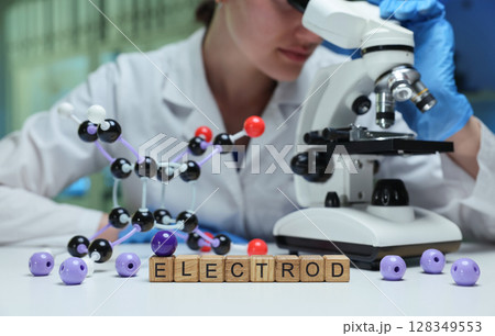 Engaging in scientific research employing microscopy and utilizing molecular models in the lab Engaging in scientific research employing microscopy and utilizing molecular models in the lab 128349553