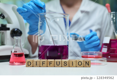 Exploring the diffusion process in a lab with colorful solutions to enhance understanding Exploring the diffusion process in a lab with colorful solutions to enhance understanding 128349562