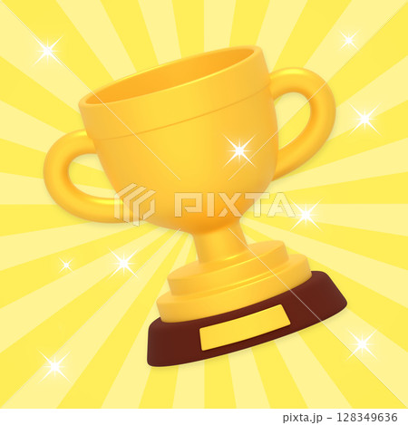 金のトロフィーと集中線背景 128349636