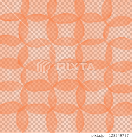 手描きで水彩タッチのオレンジ色のオーバーラッピングサークル柄の背景イラスト 128349757
