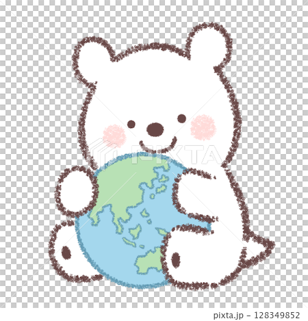 抱著地球的北極熊寶寶 128349852