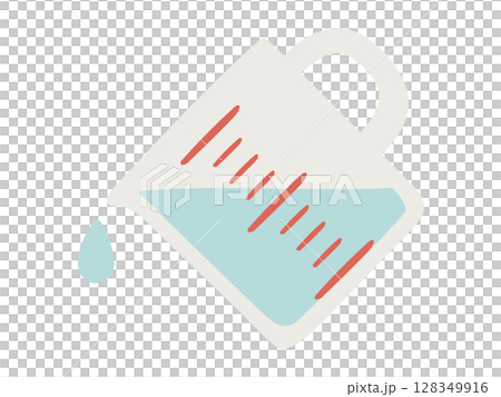 Illustration of a measuring cup pouring water 128349916