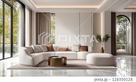 Large luxury modern bright interiors living room mockup 128350128