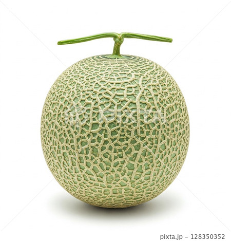 白背景に置かれた高級マスクメロン　美しい網目のマスクメロン 広告用 128350352