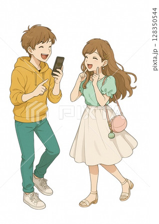 幸せいっぱい ティーンカップル Generative AI 幸せいっぱい ティーンカップル Generative AI 128350544