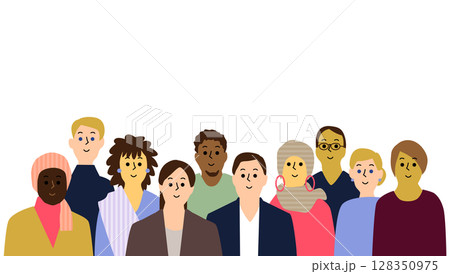 いろんな国の人たち正面10人 128350975