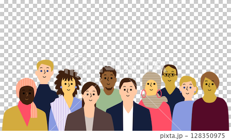 いろんな国の人たち正面10人 128350975