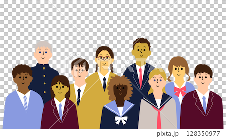 10 young people from various countries in uniforms 128350977