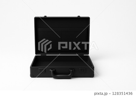 白い背景に置かれたシンプルな黒いアタッシュケース 128351436