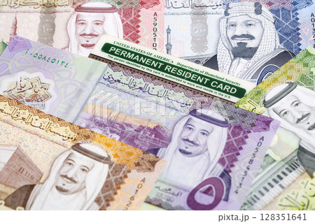 American permanent resident card on Saudi riyal American permanent resident card on Saudi riyal 128351641