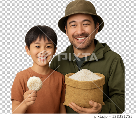 父母和孩子吃飯團 128351753