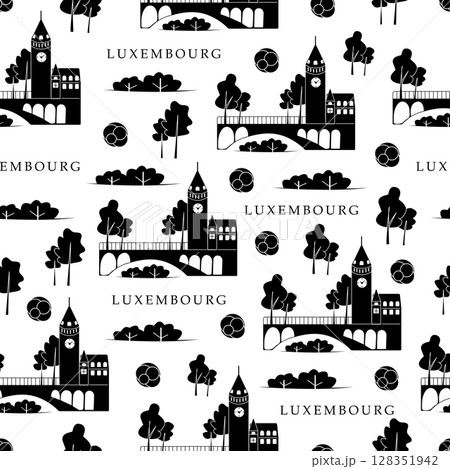 Luxembourg, black and white seamless pattern Luxembourg, black and white seamless pattern 128351942
