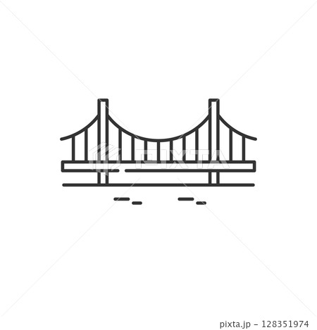 吊橋の橋梁アイコン (線画、ベクター) 吊橋の橋梁アイコン (線画、ベクター) 128351974