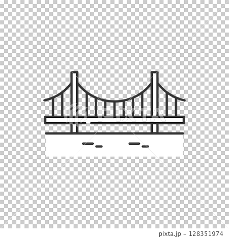 吊橋の橋梁アイコン (線画、ベクター) 吊橋の橋梁アイコン (線画、ベクター) 128351974