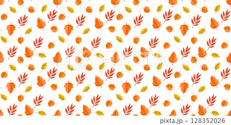 Seamless fall leaves pattern with orange and yellow foliage Seamless fall leaves pattern with orange and yellow foliage 128352026