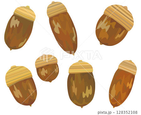 どんぐりのイラストセット ベクター素材 どんぐりのイラストセット ベクター素材 128352108