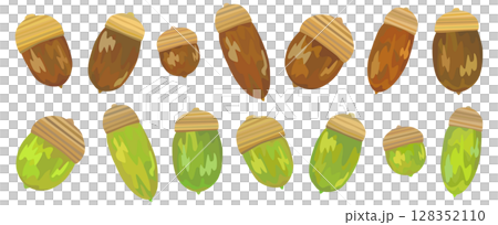 Acorn illustration set Autumn material Vector 128352110