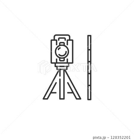 測量のベクターアイコン(線画、モノクロ) 測量のベクターアイコン(線画、モノクロ) 128352201
