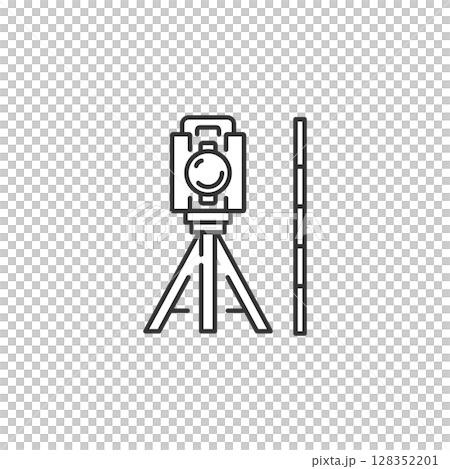 測量のベクターアイコン(線画、モノクロ) 測量のベクターアイコン(線画、モノクロ) 128352201
